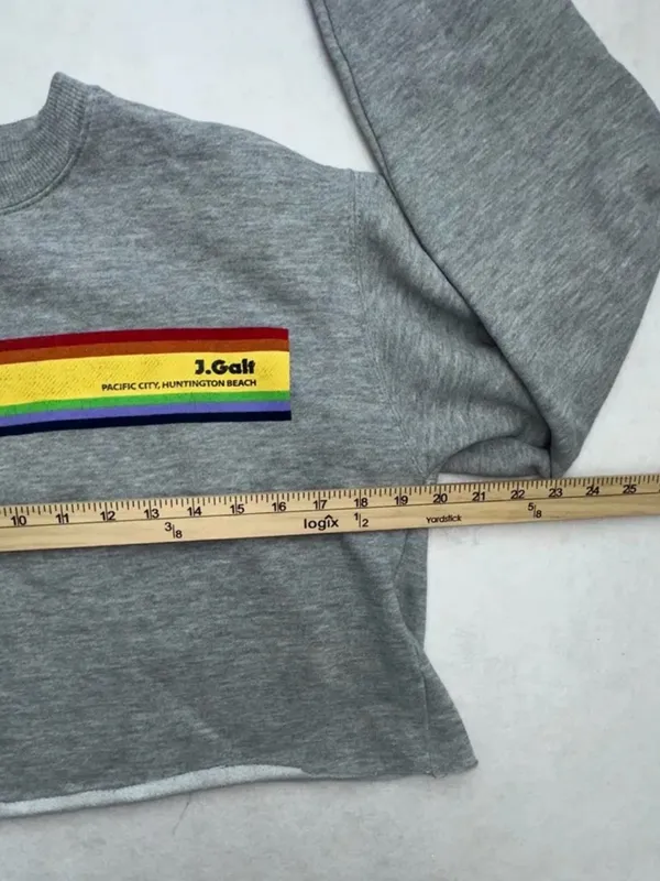 Brandy Melville John Galt Crop Sweatshirt Pacific City Rainbow One Size Beach - Image 10