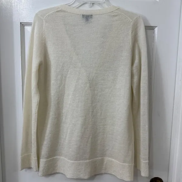 Talbots‎ Wool Mohair Lightweight Cardigan Sweater Sz S Ivory Old Money Classic - Image 4
