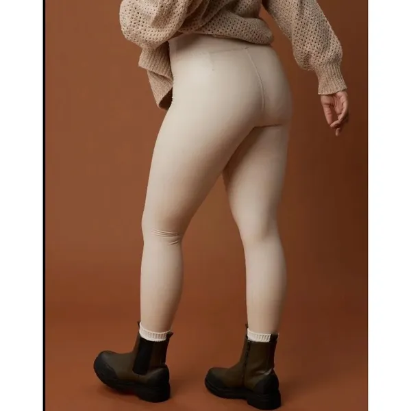 NEW Offline By Aerie Sandalwood Real Luxe Faux Leather Hi-Rise Leggings Large - Image 2