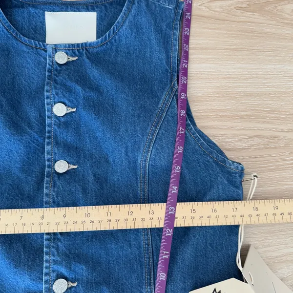 Mother Medium NEW The Vested Interest Scoot This Way‎ High Neck Denim Office - Image 8