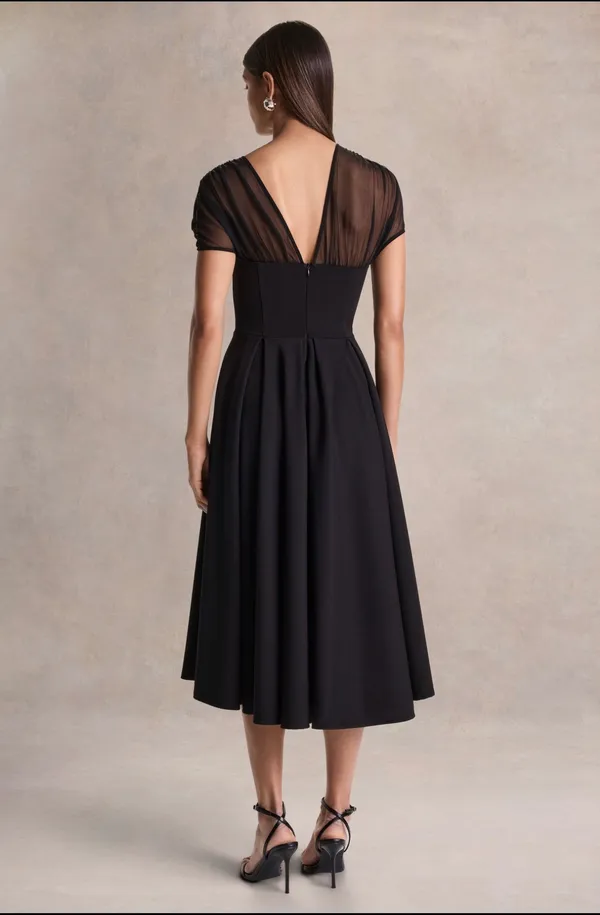 Club London Rosette Black Midi Dress - Image 2