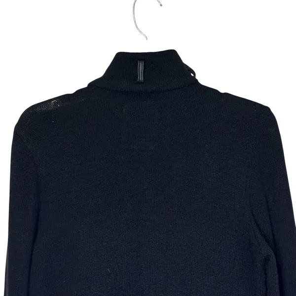 XCVI Women's Jacket Genuine Leather Angora Wool Blend Ruched Moto Black  Medium‎ - Image 7