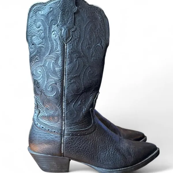 Justin Western Cowboy Boots Women’s 8B Black Leather Pointed Toe CR09010 - Image 3