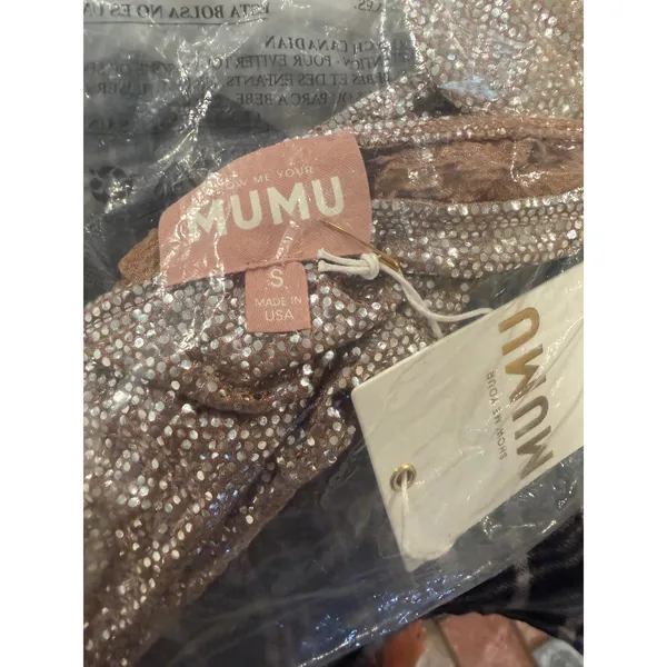 Show Me Your Mumu Micro Tube Top Silver Confetti Sequin Strapless MF2-5608 Small - Image 2