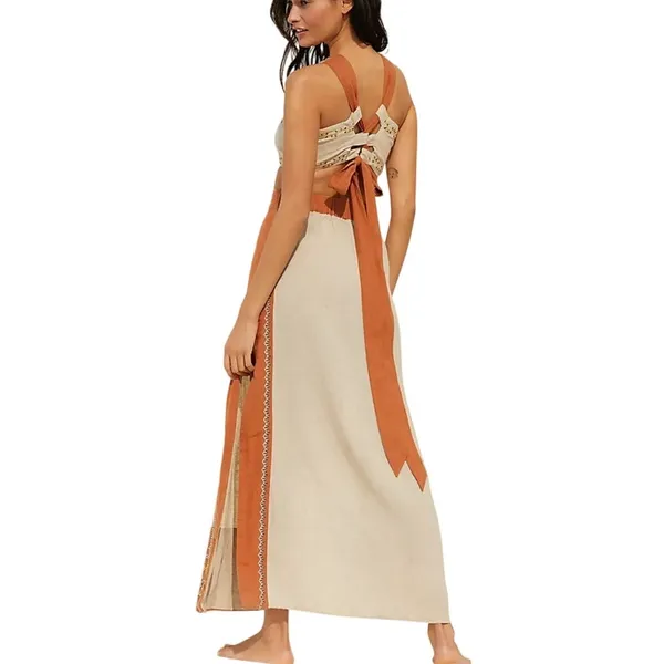 Anthropologie Celandine Linen Embroidered Halter Dress Size XL - Image 2