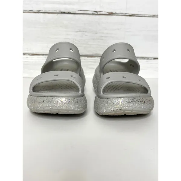 Crocs Classic Crush Glitter Platform Sandals Gray Women’s Size 9 Slip On Chunky - Image 3