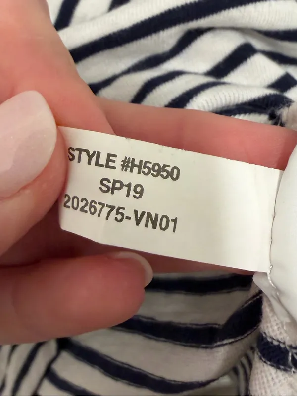 J.Crew Studio Tee Navy White‎ Striped Cotton T-Shirt Size XS - Image 4