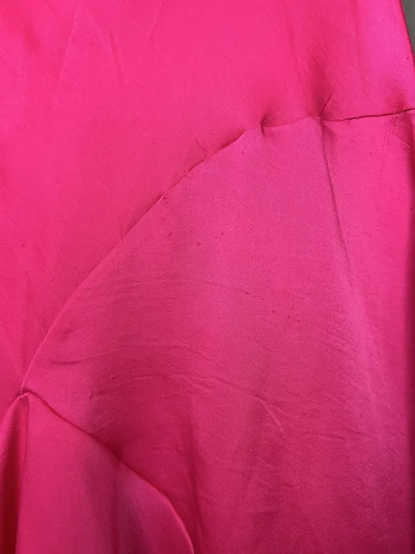 Anthropologie Skirt Womens XXS Pink Satin Asymmetric Ruffle Layered Long Party - Image 6