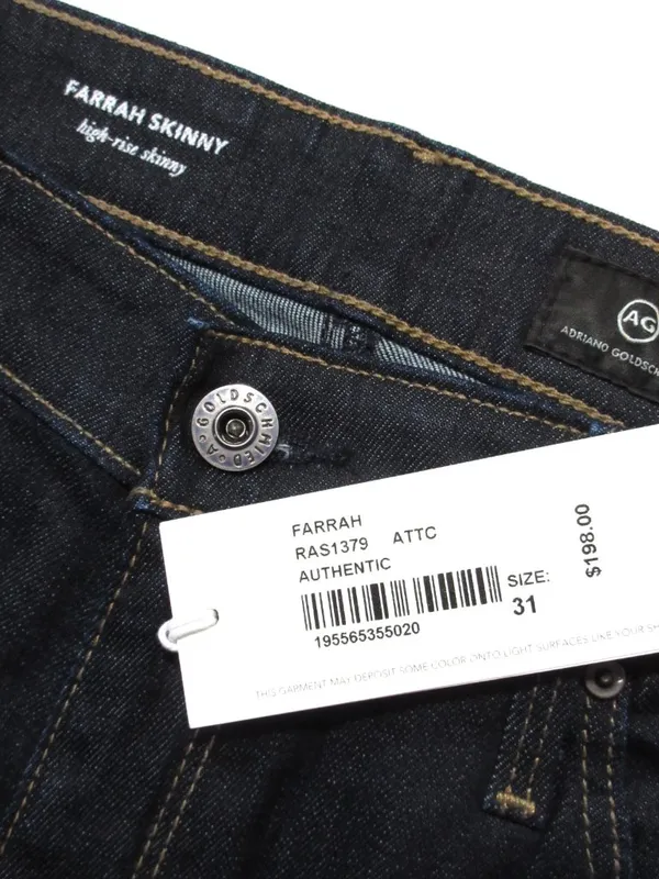 NWT Adriano Goldschmied AG Farrah Skinny in Authentic Blue Stretch Jeans 31 - Image 4