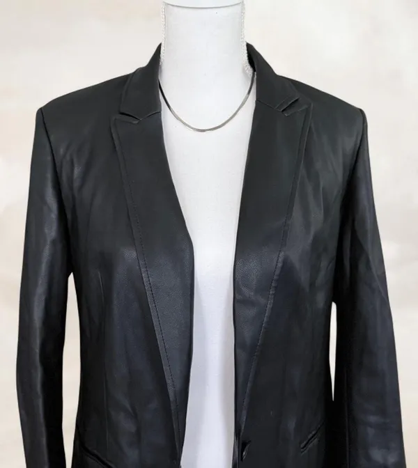 Express Black Faux Leather Blazer - Image 3