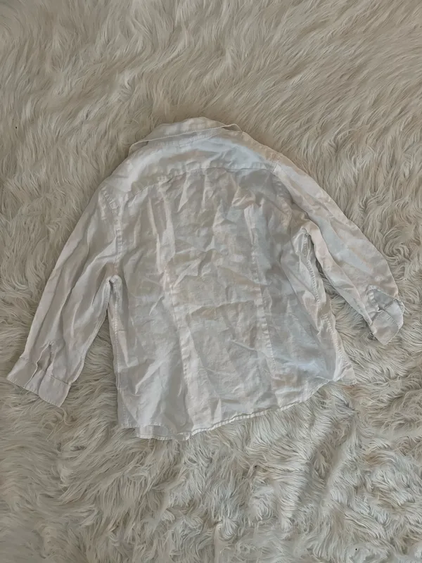 Ralph Lauren White Linen Button-Up Shirt - Image 3