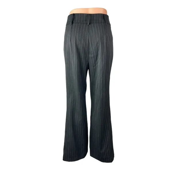Commense Womens Black Pinstriped High Rise Flared Bootcut Trousers Pants Size XS - Image 4