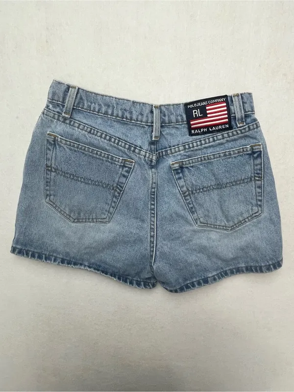 Polo Jean Ralph Lauren Women’s Vintage Distressed Hem Denim Mom Shorts Size 8 - Image 6