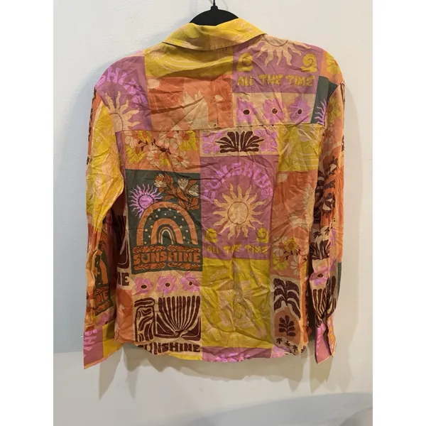 Calypso St. Barth blouse Patchwork Button Down Cotton Lightweight Size‎ Small - Image 3