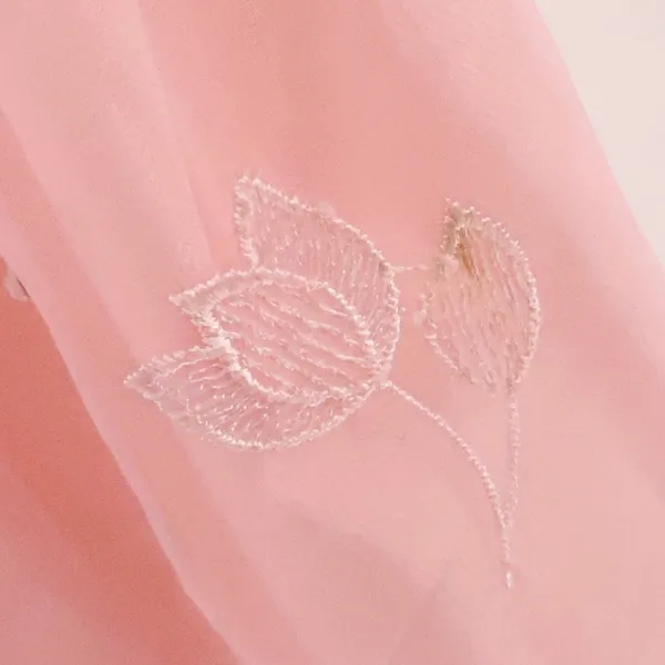 Vintage 70s Pink Floral Embroidered Sequin Maxi Dress Womens Size L Princess - Image 10