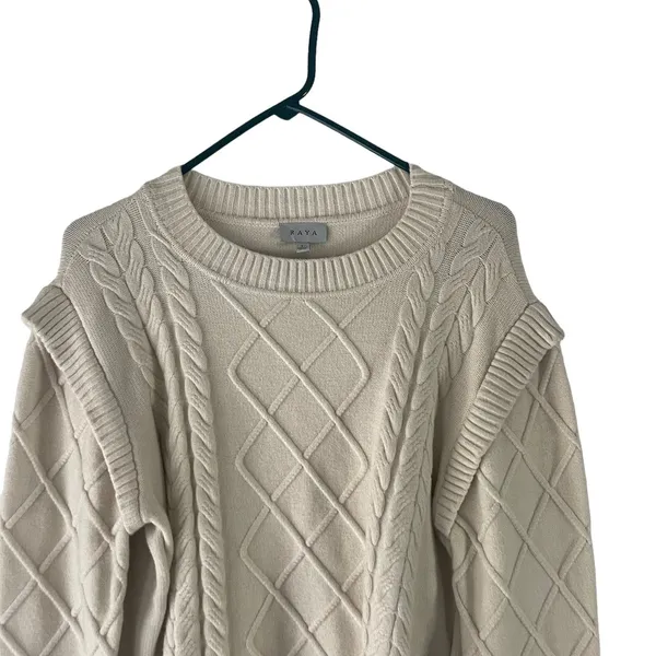 Raya Women's‎ Size Large Cream Chunky Knit Sweater - Image 2