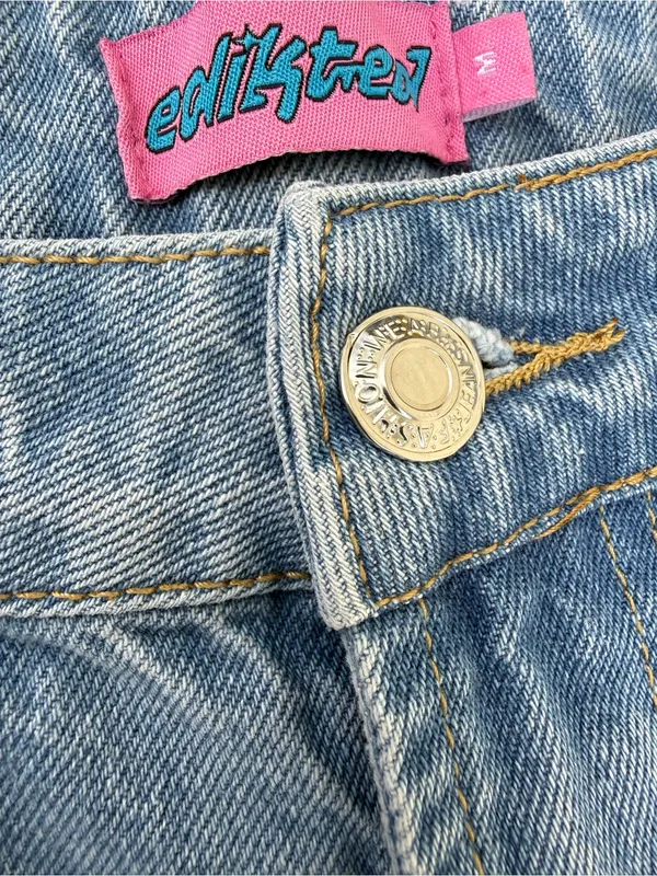 Edikted | Light Blue Distressed Wide-Leg Jeans - Image 5