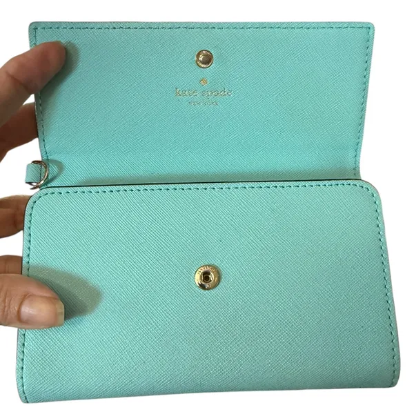 Kate Spade Baby Blue Leather Tri Fold Wallet - Image 3
