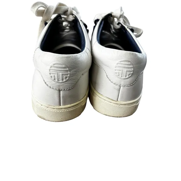 Tory Burch Sport‎ Ruffle Howell Court Sneakers 9 White Navy Leather Athletic - Image 5