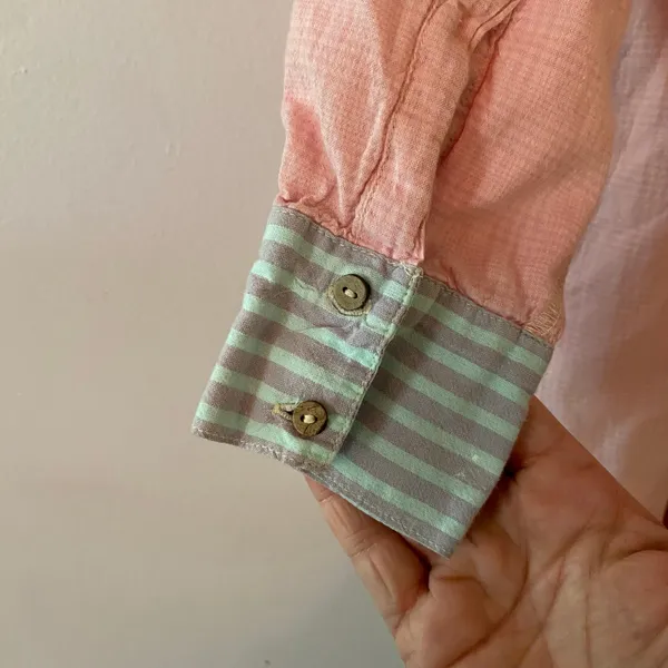 Free People Intimately Pastel Color Stripe Oversized Boho Button Down Shirt XS - Image 6