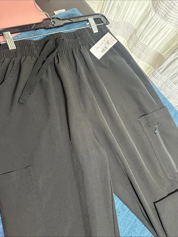 Black Elastic-Waist Scrub Pants Sz M NWT - Image 2
