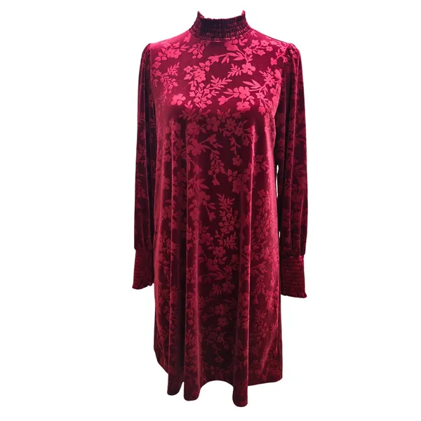 Matilda Jane 21Y Melanie Velour Long Sleeve Holiday Dress‎ Burgundy Floral Small - Image 2