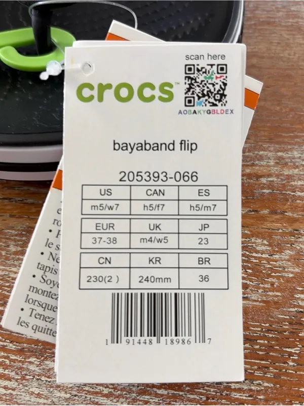 Crocs Adult Bayaband Flip Flop Sandals Women’s Size 7/ Men’s Size 5 NEW - Image 3