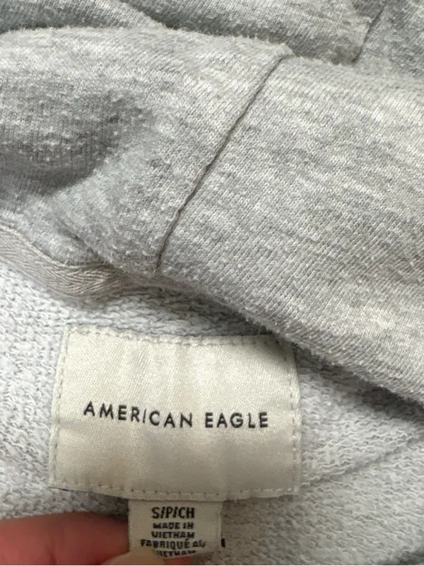 American Eagle Light Gray Hoodie with White Label - Image 3
