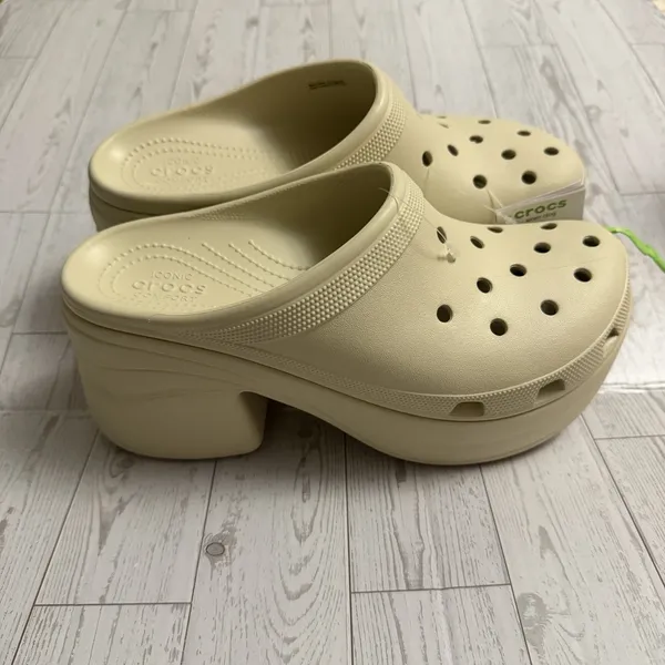 Crocs Siren Clog Platform‎ Heel Bone Beige Women Size US 12 Slip On NEW NWT - Image 2