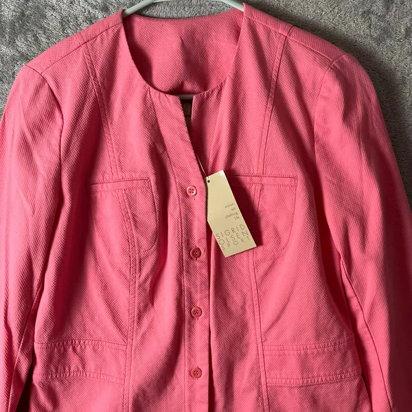 Sigrid Olsen Pink Textured Blazer Jacket Button Front‎ Lightweight Career SM New - Image 3