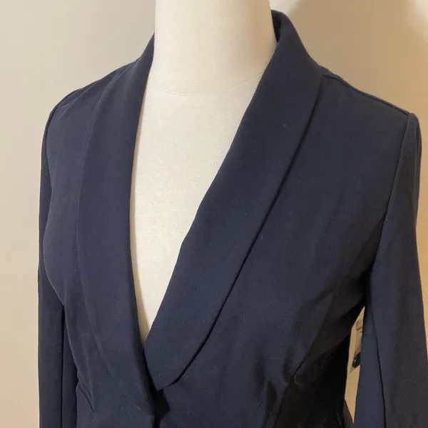 ModCloth Black Stretch Knit Shawl Collar Blazer business casual office jacket - Image 6