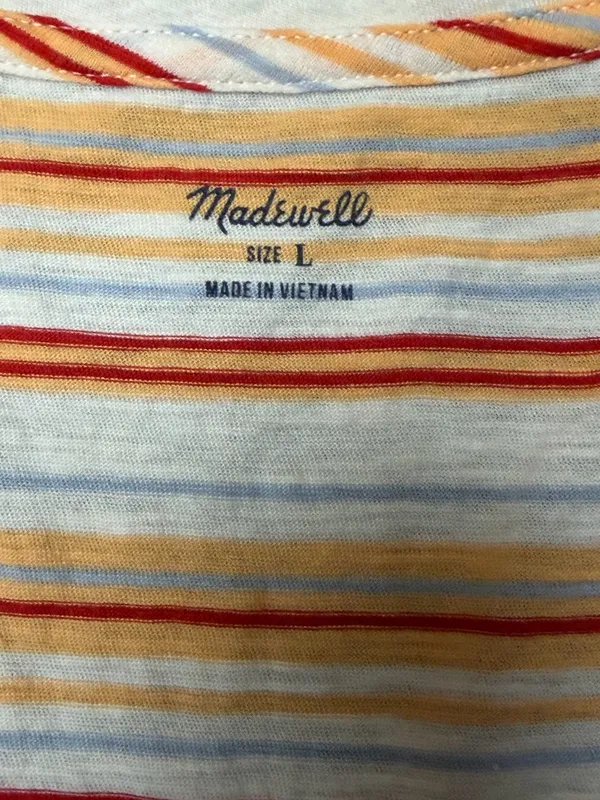 Madewell V-Neck Striped Tank Coastal Retro Summer Pocket Top L - Image 8