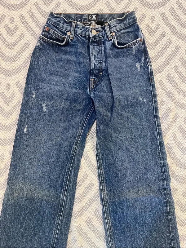 BDG // URBAN OUTFITTERS Vintage Wide Leg High Rise Button Fly Blue Jeans 24 - Image 2