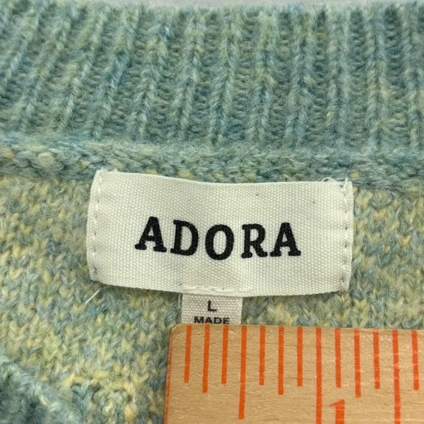 Adora Floral Knit Sweater Sage Green Purple Yellow 3D Flower Pullover L - Image 7