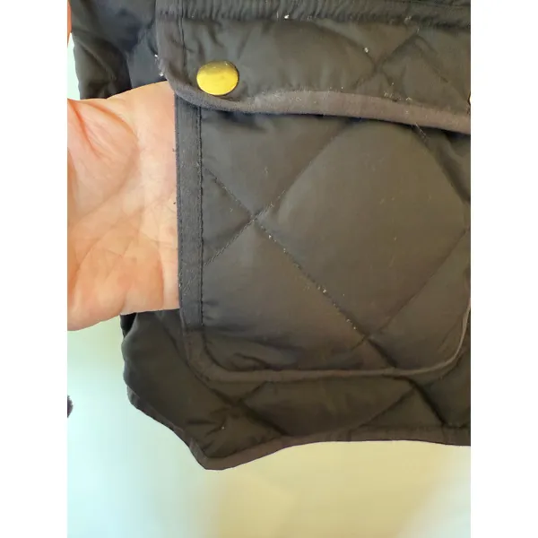 J.Crew Black Full Zip Quilted Vest Flap Front Pockets Women's Small Preppy - Image 5