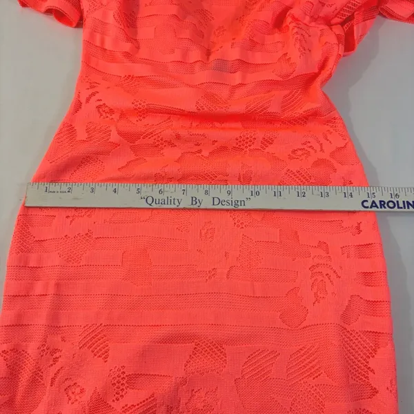 Windsor Neon‎ Coral Orange Floral Lace Open Back Bodycon Mini Dress Medium - Image 9