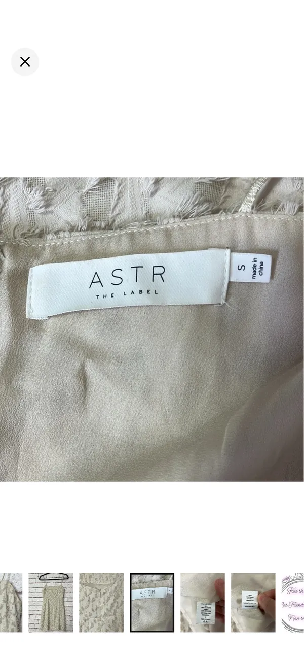 ASTR The Label Feathered Flocked Detail Cocktail Dress. Like new. Off white. No stretch. Zipper back. Spaghetti straps. Lined. 15” bust 32” long - Image 6