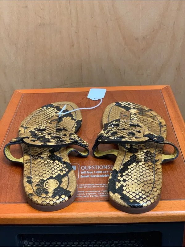 Tory Burch Brown Snake-Print Stamped Slip On Thong Sandals Size-6.5 Resort Glam - Image 6