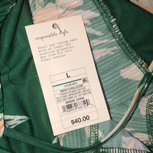 A new day green floral leather maxi dress size large new with tags - Image 8