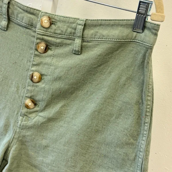 Madewell High Rise Utility Shorts Sage Green Flecked Button Fly L8678 Size 31 - Image 3