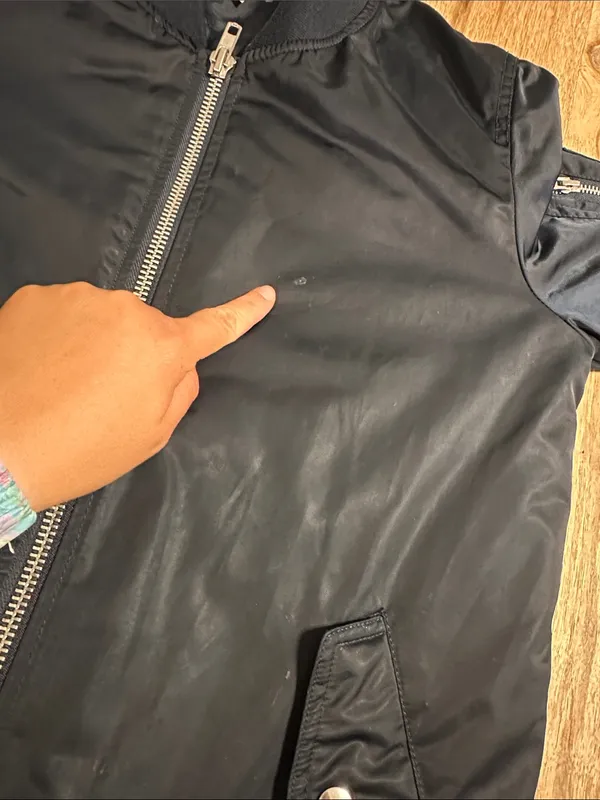 Urban‎ Outfitters Silence + Noise Navy Long bomber style coat size small - Image 3