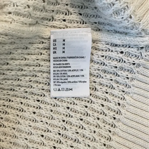 American Eagle Women Tunic Sweater M Ivory Large‎ Loop Open Knit Casual Neutral - Image 7