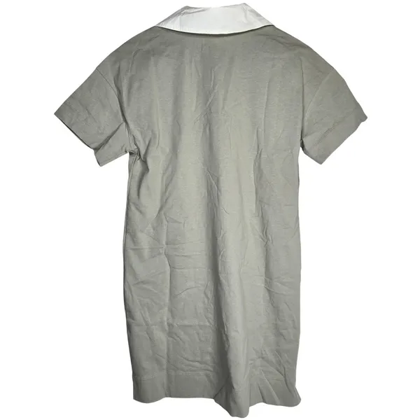 EVERLANE Organic Cotton‎ Polo T Shirt Dress Short Sleeve White Collar Fog XS - Image 2