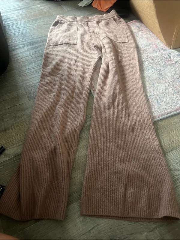 Athleta felicity ribbed Wide Leg Pants Brown Stretchy Knit Relaxed Athleisure - Image 10