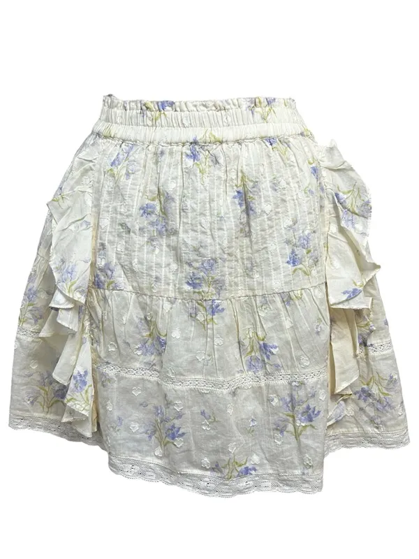 LoveShackFancy Shanti Mini Skirt in Lavender Wispy Butter Yellow Cottagecore XL - Image 3