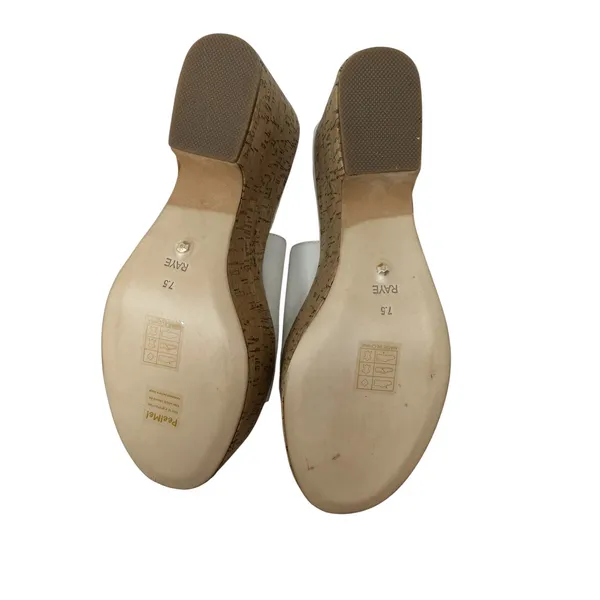 RAYE White Leather Cork Platform Sandals Chunky Block Heel Womens Size 7.5 - Image 8