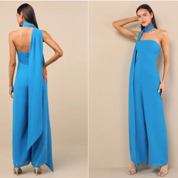 LULU's Sexy Chic Sophisticated Wedding Cocktail Elegant Vacation Jumpsuit - Image 4