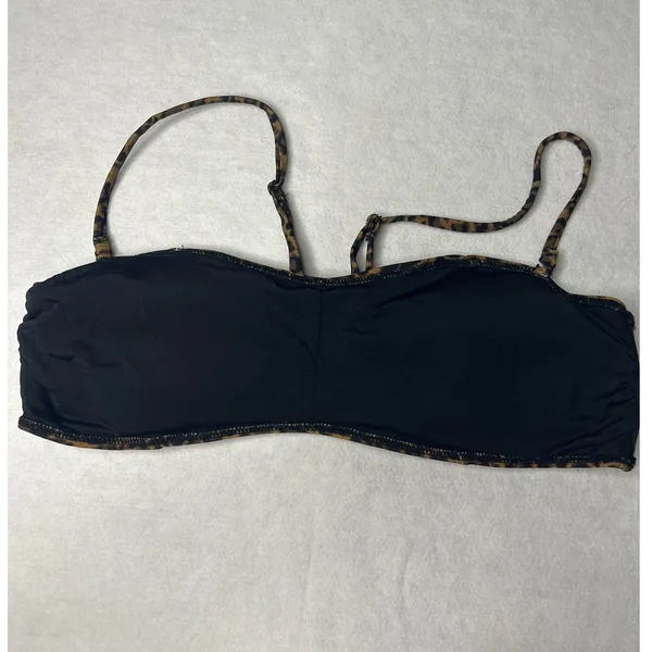 Kendall +‎ Kylie Leopard Print Bandeau Bikini Top Brown Large - Image 3