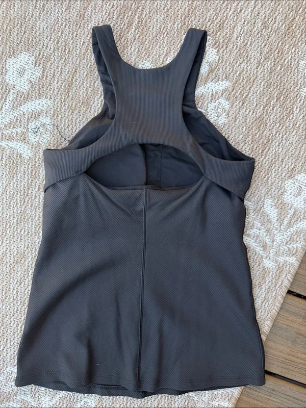 Athleta Black Ribbed High-Neck Performance Tank - Image 3