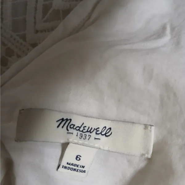 Madewell Embroidered Lace Dress Size 6 White Bridal Shower Wedding Party Fairy - Image 5